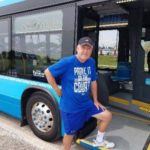 Don Hamilton getting on VIVA bus