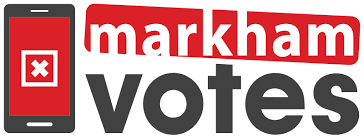 Markham Votes logo with link to MarkhamVotes.ca for voting details